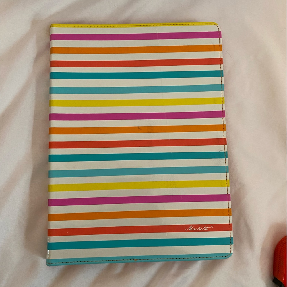 I pad case  stripes  fits the llarger iPad Macbeth